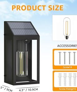 Solar Outdoor Wall Lantern with Motion Sensor for Porch Garden Yard 2