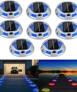 8 Pack Solar Powered Aluminum Driveway Lights with 12 Modes Waterproof