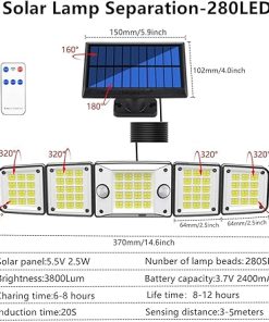 Solar Powered Outdoor Lights with Motion Sensor and Dusk to Dawn 2