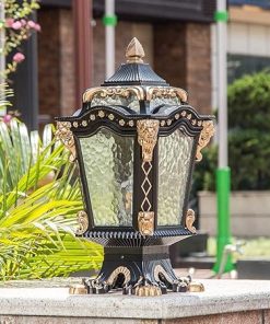 Vintage Mediterranean Outdoor Column Lamp for Garden and Patio