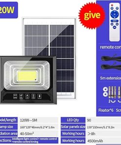 Solar LED Flood Light with Remote Control for Outdoor Security Lighting 2