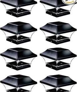 Noma Solar Post Cap Lights | Waterproof Outdoor Lights for Wooden, Deck, Patio, Garden, Fence | Warm White LED, 8-Pack (Black)