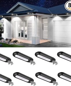 ROSHWEY 200LM Solar Gutter Lights Waterproof 18 LED Outdoor 8 Pack