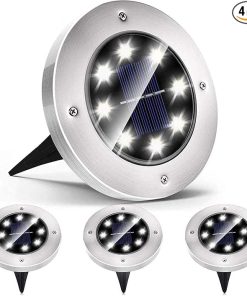 Biling Solar Disk Lights 4 Pack Waterproof LEDs for Outdoor Use