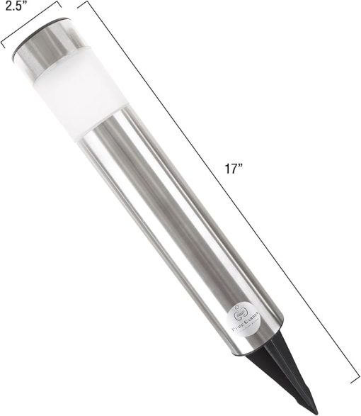 Solar LED Pathway Lights Battery Operated Stainless Steel - 2 Pack - Image 2