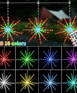 Color Changing Solar Firework Lights 3 Pack RGB Outdoor Party Decor 2
