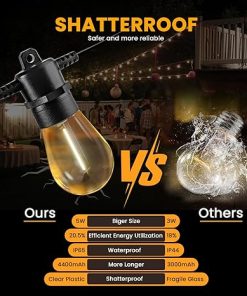 104FT Solar String Lights Outdoor Waterproof with 32 Dimmable Bulbs 2