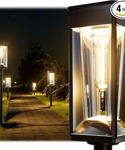 4 Pack Bright Solar Pathway Lights Waterproof Auto On/Off for Garden