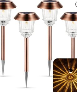 4 Pack Waterproof Dimmable Solar Lights for Garden Pathway Outdoor