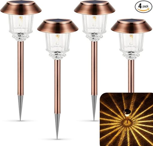 4 Pack Waterproof Dimmable Solar Lights for Garden Pathway Outdoor