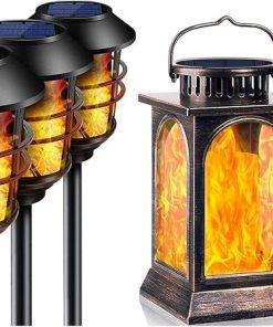 TomCare Solar Flickering Flame Lights for Garden Patio Yard