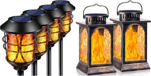 TomCare Solar Flickering Flame Lights for Garden Patio Yard