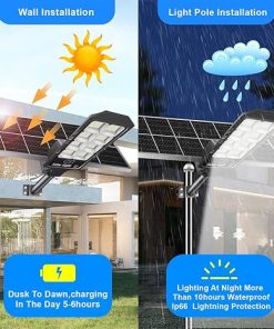Solar Street Lights 6600W Solar Flood Lights with Remote Sensor 2