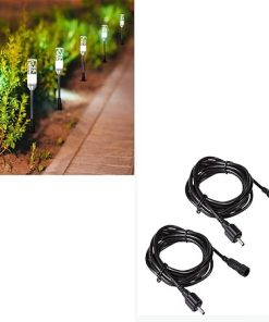 6 Pack Landscape Path Lights with 2 Extension Cords for Outdoor Use
