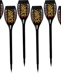 Alpine 20 Inch Outdoor Solar LED Pathway Torch Lights Set of 6