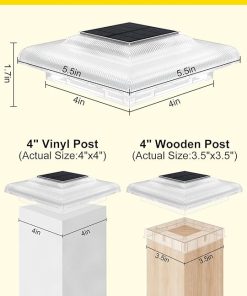 6 Pack 4×4 Post Solar Lights IP65 Waterproof Outdoor Lighting 2