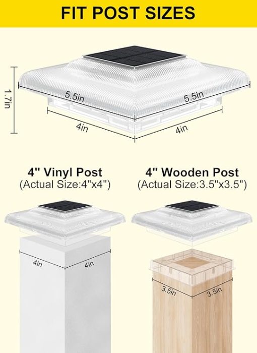 6 Pack 4x4 Post Solar Lights IP65 Waterproof Outdoor Lighting - Image 2