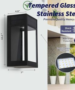 Elegant Solar Patio Wall Light LED Sconce Waterproof Outdoor 2Pk 2
