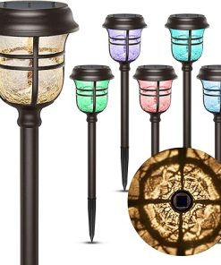 Solar Pathway Lights Outdoor LED Warm White RGB Waterproof Garden Lights 2