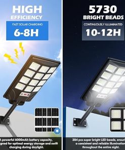 Outdoor Solar Street Light 20000LM 6500K LED Motion Sensor Flood Light 2