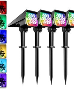 Color Changing Solar Spot Lights 4 Pack Waterproof for Garden Pathway