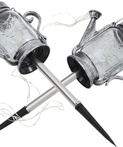 Elegant Solar Jar Lamps 2 Pack Weatherproof Outdoor Garden Lights