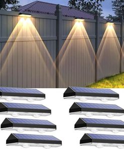 Solar Powered Fence Lights Outdoor 3 Modes IP65 Waterproof 8 Pack