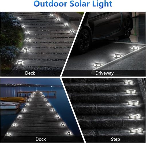Solar Driveway Deck Lights 6000K LED Pathway Lights 12 Pack Outdoor - Image 2