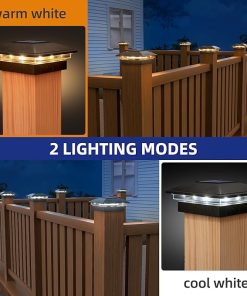 APONUO Solar Post Cap Lights, 16 Pack 2-Modes Bright Fence Post Solar Lights Outdoor Waterproof Garden Patio Yard Porch Decor for Fence Deck Post 4×4, 6×6 Wood,4×4, 5×5 Vinyl 2