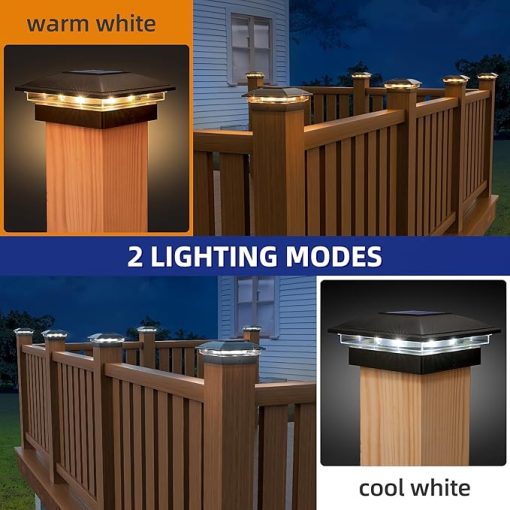 APONUO Solar Post Cap Lights, 16 Pack 2-Modes Bright Fence Post Solar Lights Outdoor Waterproof Garden Patio Yard Porch Decor for Fence Deck Post 4x4, 6x6 Wood,4x4, 5x5 Vinyl - Image 2