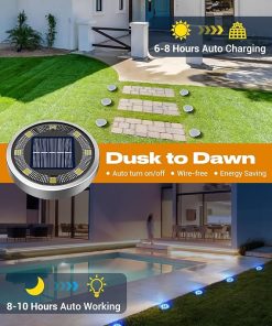 16 Pack Solar Ground Lights Outdoor IP65 Waterproof Pathway Lights 2