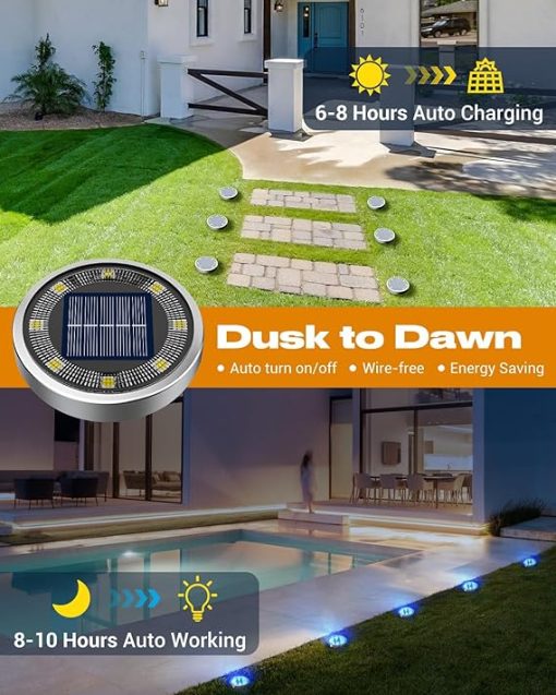 16 Pack Solar Ground Lights Outdoor IP65 Waterproof Pathway Lights - Image 2
