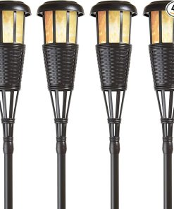 Solar-Powered Flickering Flame Outdoor Island Torches 4-Pack