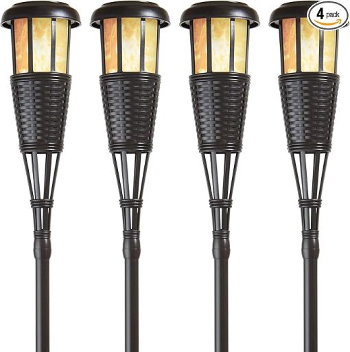 Solar-Powered Flickering Flame Outdoor Island Torches 4-Pack