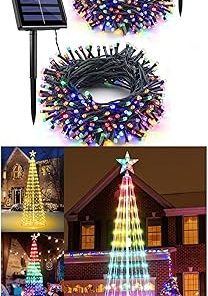 Flacchi Solar String Lights 2 Pack with 6.9FT Cone Tree Lights