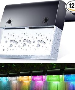 12 Pack Solar Fence Lights with 2 Modes for Outdoor Stair and Deck