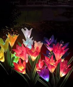 Solar Flower Lights – 2 Lily Garden Stakes for Outdoor Decor