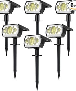 Solar Spot Lights Outdoor 6 Pack IP67 Waterproof LED Landscape Lighting