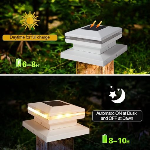 Solar Post Cap Lights 8 Pack for Deck Patio Garden Warm White LED - Image 2