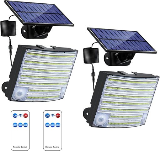 Super Bright Solar Lights Outdoor 2 Pack with Remote and Motion Sensor