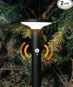 Yoolax Solar Motion Sensor Pathway Lights Waterproof 2 Pack Black