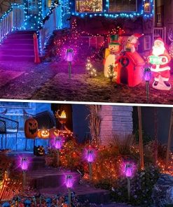Purple Solar Tiki Torches Halloween Decorations for Outdoor Use 2