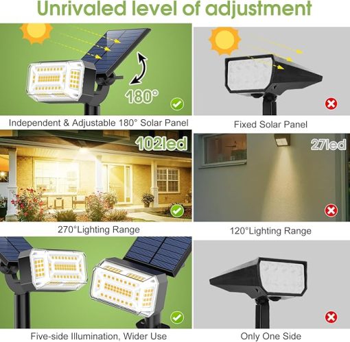LED Solar Spot Lights Outdoor Waterproof Adjustable Landscape 8 Pack - Image 2