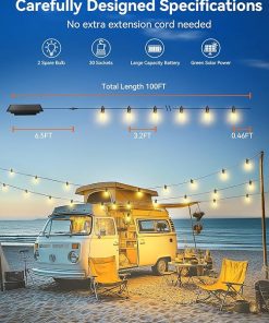 Brightever 100FT Solar String Lights Outdoor Waterproof with Remote 2
