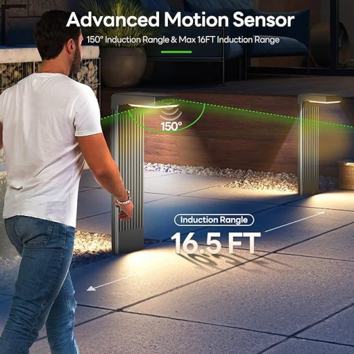 Solar Pathway Lights 4 Pack 400LM Motion Sensor Waterproof Garden Lights - Image 2