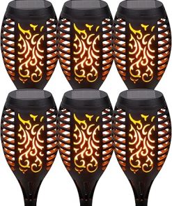 Alpine 20 Inch Outdoor Solar LED Pathway Torch Lights Set of 6 2