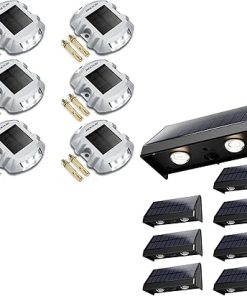 Upgraded Solar Driveway Marker Lights 6-Pack Waterproof LED Deck