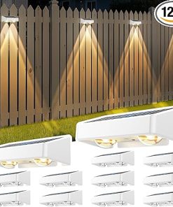 Solar Fence Lights 12 Pack RGB Warm Cool White LED Outdoor Waterproof