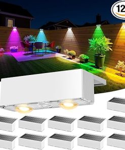 Solar Fence Lights 12 Pack LED Outdoor Lamps IP45 Waterproof Lighting