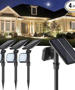 JSOT Solar Spot Lights 4 Pack Waterproof Outdoor Landscape Lighting